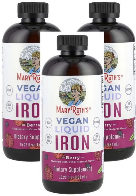 철분 비건 액상 만4세 이상용 MaryRuth's 베리맛, 3개, 450ml - 쿠팡