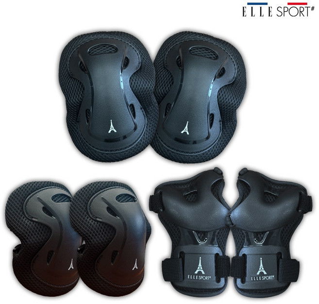 엘르스포츠 보호대 세이프플랙스 인라인 킥보드 보호대장비 3종세트 아동 성인, 세이프플랙스M(14세이상)_블랙, 1세트
