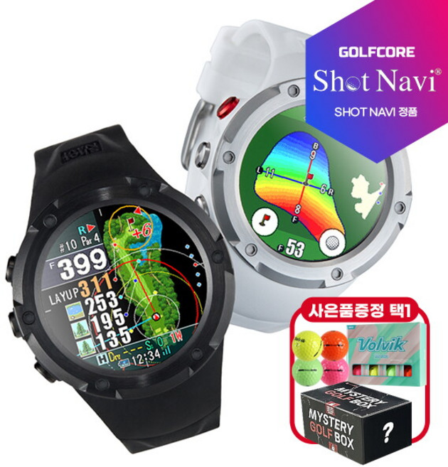 [기타] [샷네비총판/일본1위!]Shot Navi 샷네비 Evolove PRO 1.4인치터치패널 시계형 거리측정기+볼빅볼12알/미스, 색상:화이트_미스터리박스