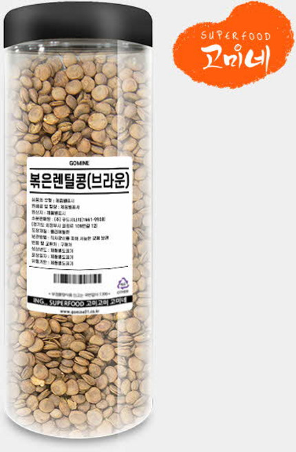 고미네 볶은렌틸콩(브라운) 무첨가 곡물간식, 500g, 1개