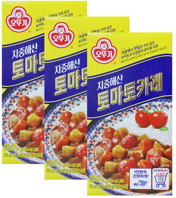 오뚜기 지중해 토마토 카레 고형, 200g, 3개