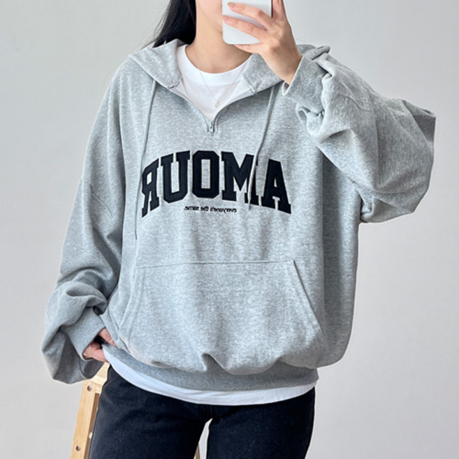 걸즈팩토리 여성용 아르반집업 박스 오버핏 빅사이즈 후드티셔츠 국내제작