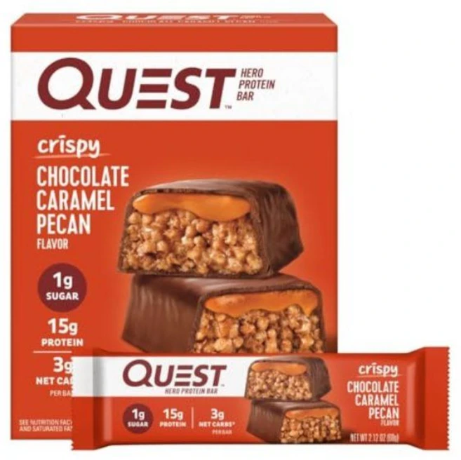 Quest Nutrition 퀘스트 히어로 프로틴 바 12개입 15g 단백질 당 1g, 초콜릿 캐러멜 피칸, 60g - 쿠팡