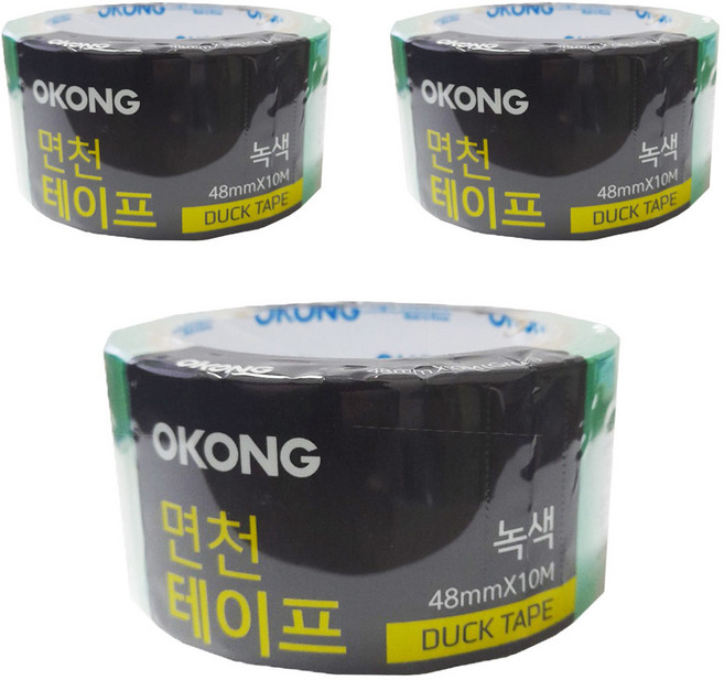 오공 면 천테이프 48mm x 10m, 녹색, 3개