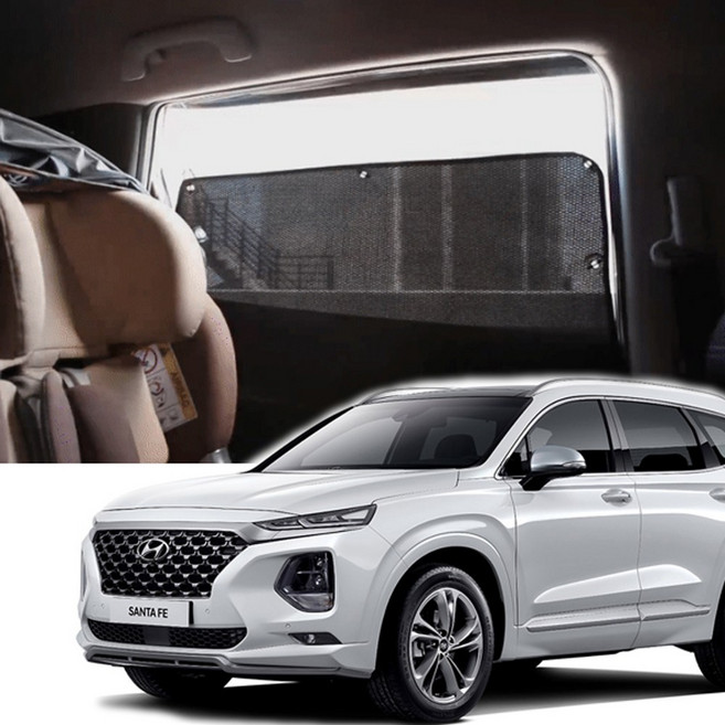 썬블럭 햇빛가리개 커튼 차박 싼타페TM (18년2월~20년6월) 1열, 1세트, 1열(운전석+조수석) 검정 HW136