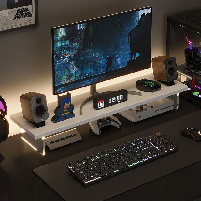 ZOZOFO 아크릴 우드 높이조절 모니터받침대, 화이트