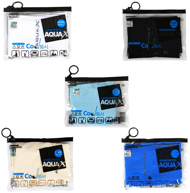 소확행몰 감성 국산 쿨토시 자외선차단 아쿠아엑스 AQUA-X 무봉제 흡한속건, 화이트,블랙,아쿠아,베이지,파랑, 5개, 다른 색상 구성