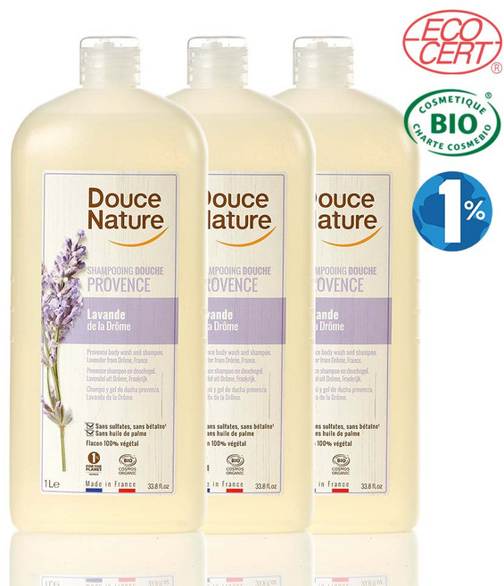 두스나뚜르 프랑스 바디워시 라벤더 1L 유기농 약산성 바디클렌저 (전용 펌프 증정), 3개