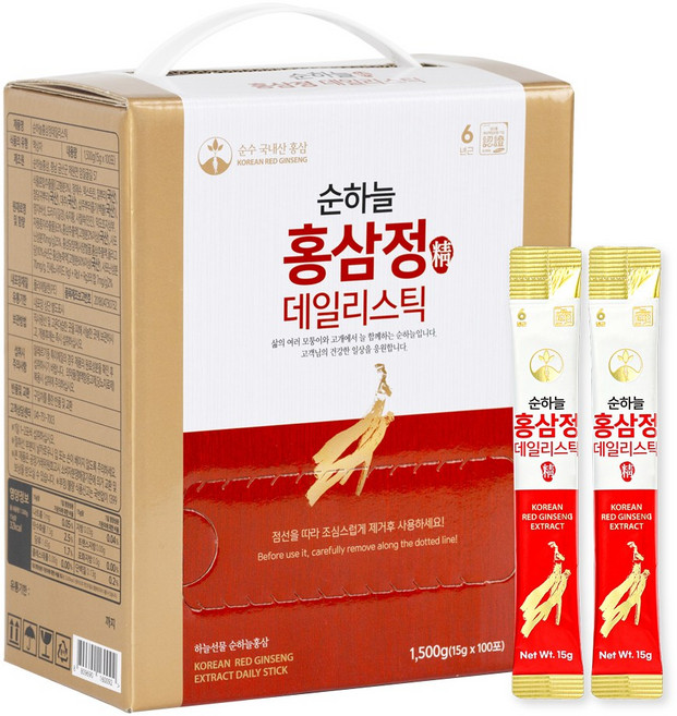 6년근 순하늘홍삼정 데일리스틱 15g 100포, 1.5kg, 1박스