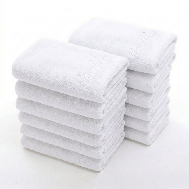 하우블리 프리미엄 먼지없는 고급 호텔 수건, 12개, 화이트