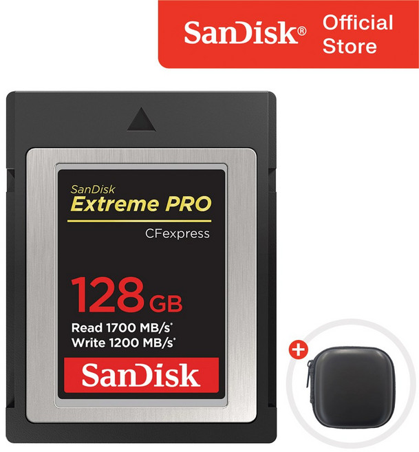 샌디스크 CFexpress Extreme PRO B타입 XQD 메모리카드 + 케이스 패키지, 1개, 128GB