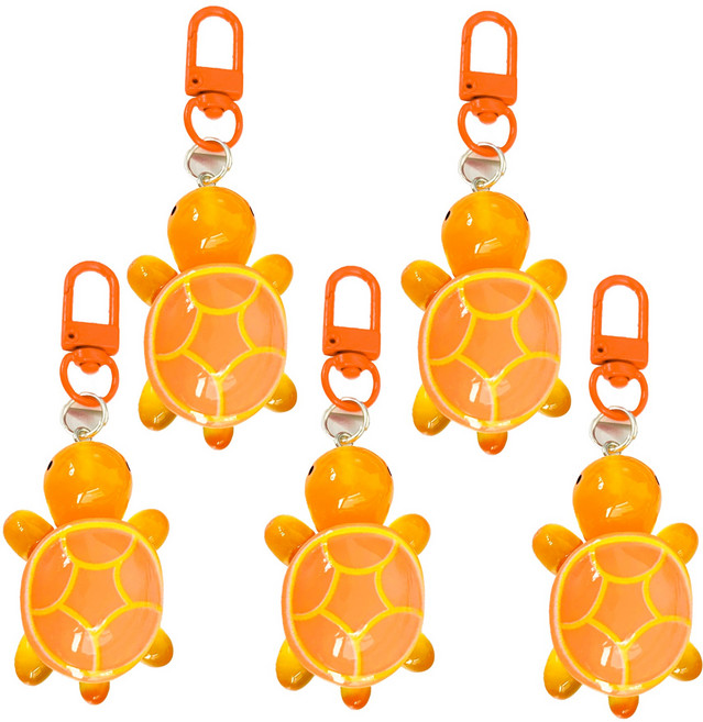 귀여운 행운의 거북이 동물 키링 열쇠고리 선물 커플템 우정템, 5개, 오렌지