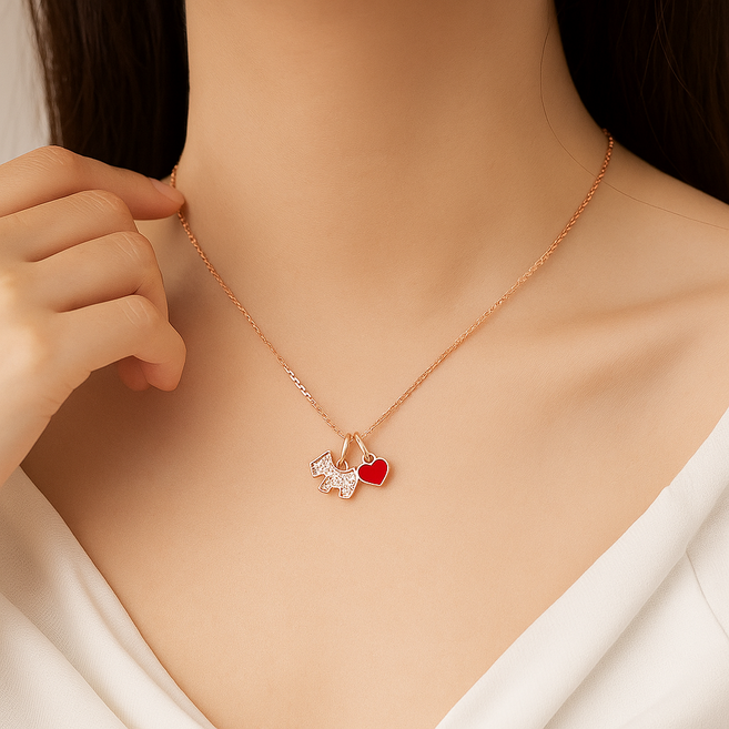 COCOYOU 여성 14K 도금 강아지 하트 팬던트 목걸이 WPA-21