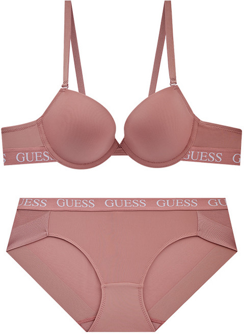 게스언더웨어 게스 언더웨어 아웃밴드 솔리드 브라 팬티 세트