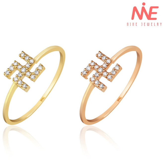 나인주얼리 18k 샤이닝 만자 반지