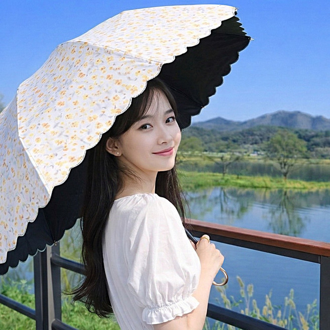 [자외선차단 99.9%] 가볍고 튼튼한 플라워 암막 미니 초경량 우양산 (기프트박스)