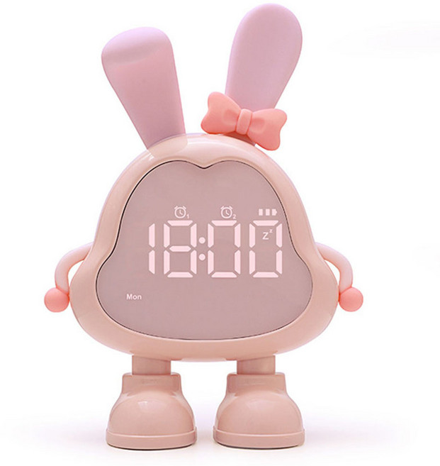 토끼 알람 탁상시계 무드등, 블루