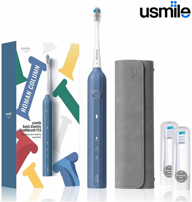 (공식인증) 유스마일 완전방수 압력센서 3단 음파 전동칫솔, 네이비 블루, 1개, Y1S