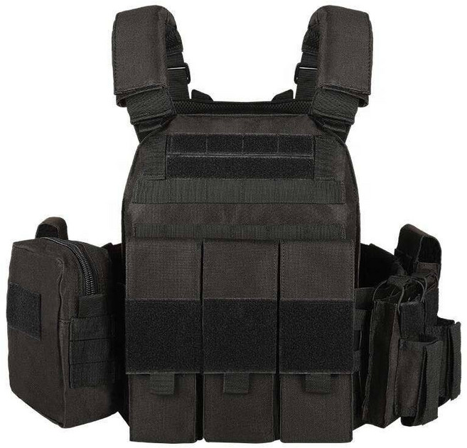 전술조끼 YAKEDA MOLLE 시스템 전술 조끼 폴리에스터 다기능 위장복 야외 훈련 신제품, black, 1개