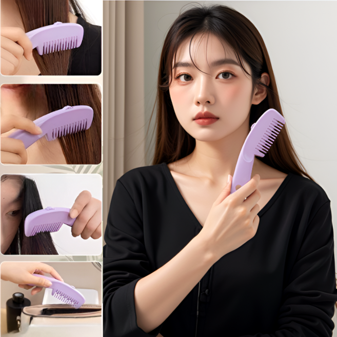 아즈몰 셀프 손상모컷팅 앞머리 커트 빗형 휴대용 상한머리자르기 도구, 1개, 퍼플