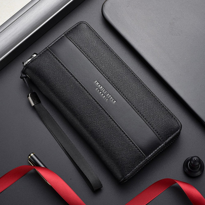 도아름{SHABILI}남성용 지퍼형 스마트폰 수납장지갑 사피아노 가죽 클러치 손목 스트랩 선물용293