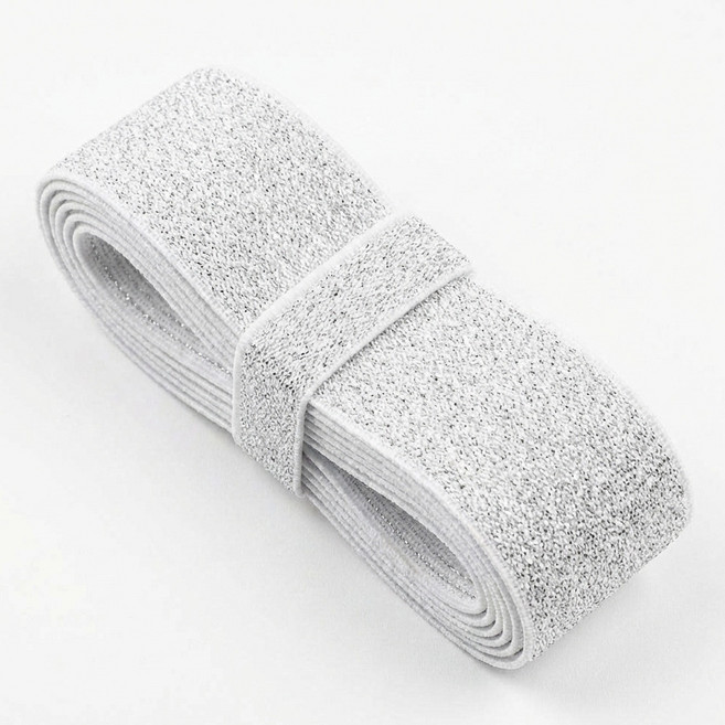 펄 고무밴드 화이트+실버펄 반짝이 밴딩고무 의류 장식용 허리밴드 고무줄 1마(90cm), 1개, 50mm(화이트+실버펄) 1마