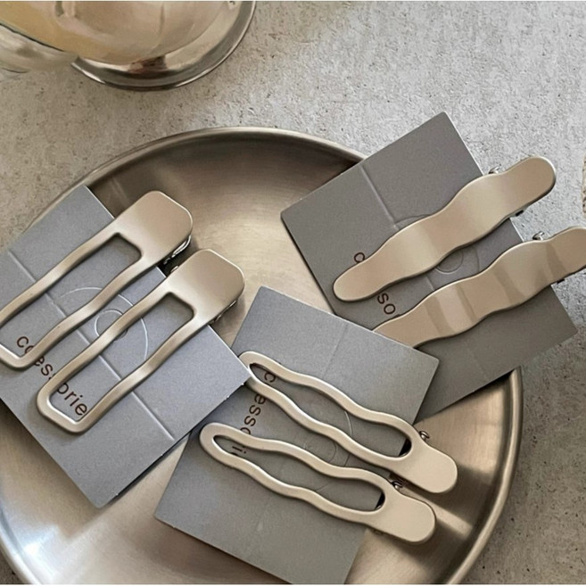 이디존 물결 실버 집게핀 6p