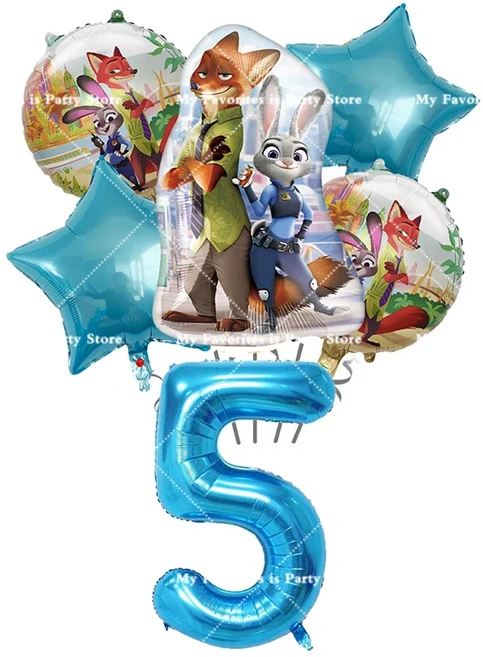 올스토어 주토피아 테마 호일 숫자 풍선 세트 애니메이션 영화 키즈 주디 토끼 파티 장식 크리스마스 품, 23 NO.5