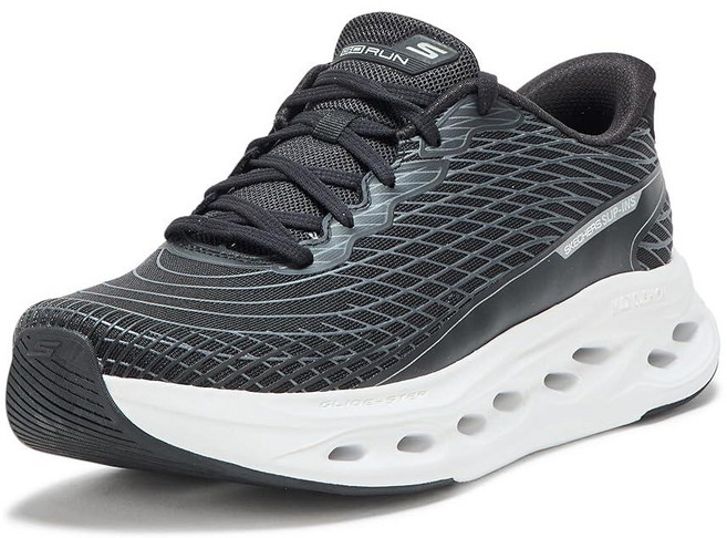 Skechers 남성용 맥스 쿠셔닝 글라이드 스텝 사파이어 핸즈프리 슬립온 스니커즈 화이트/멀티 11 X-와이드