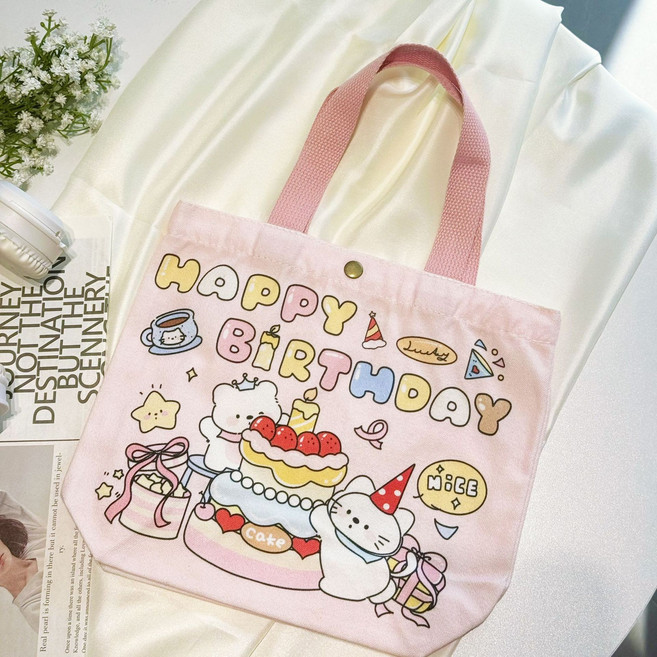 帆布飯盒袋便當手提包可愛學生手提書袋上班上課網紅小拎包