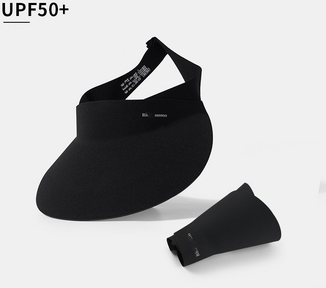 슈페르바 심리스 돌돌이 스포츠 썬캡 UV차단 휴대용 햇빛차단 여름 모자, 블랙, 1개