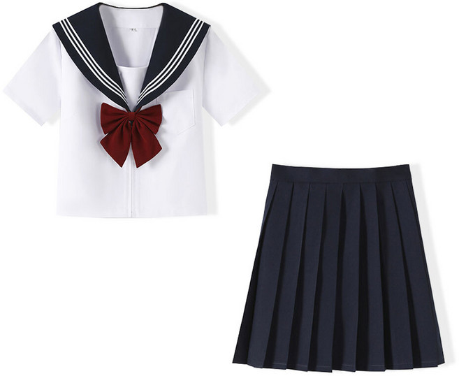 유니폼 반팔 교복 디자인 세라복 세트 네이비