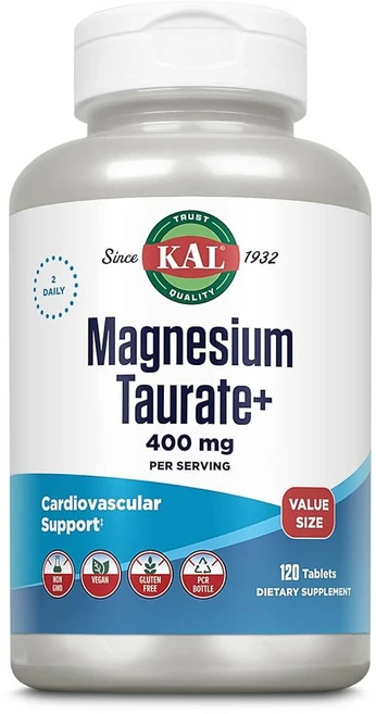 눈떨림 마그네슘 KAL 타우레이트 400mg 플러스 비타민 B6 킬레이트 보충제 고흡수성 복합체 근육 및 심장 건강 지원 비건 글루텐 프리 60일 보증 60인분 12, 120정, 1개 - 쿠팡