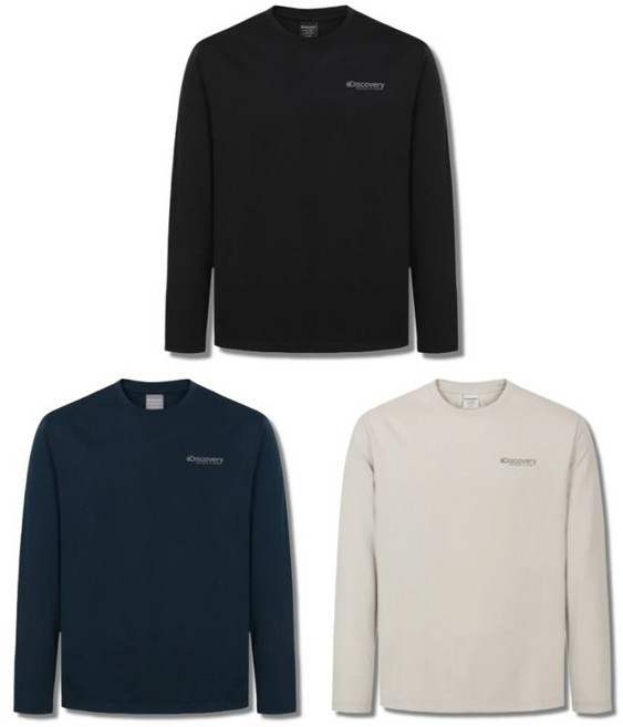 백화점정품 디스커버리 남성 긴팔 티셔츠 긴소매 가슴로고 기능성 데일리 베이직 폴리