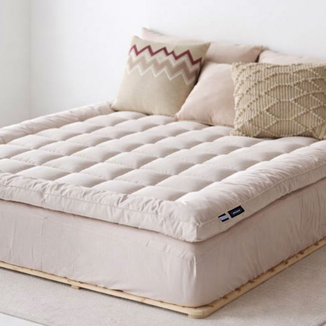 누잠 스프링 토퍼 매트리스 | 특허 기술 | 허리가 편한 푹신함과 지지감 밸런스, 아이보리