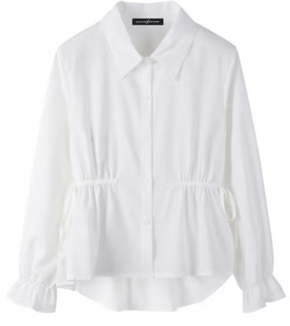 나인식스뉴욕 리본 끈 블라우스 NO1BA012L0 여성 카라넥 셔츠 데일리 캐주얼 하객룩 오피스룩 정장 버튼 블라우스 셔링 소매 봄 가을 겨울 여자 긴팔 긴팔셔츠 긴팔블라우스