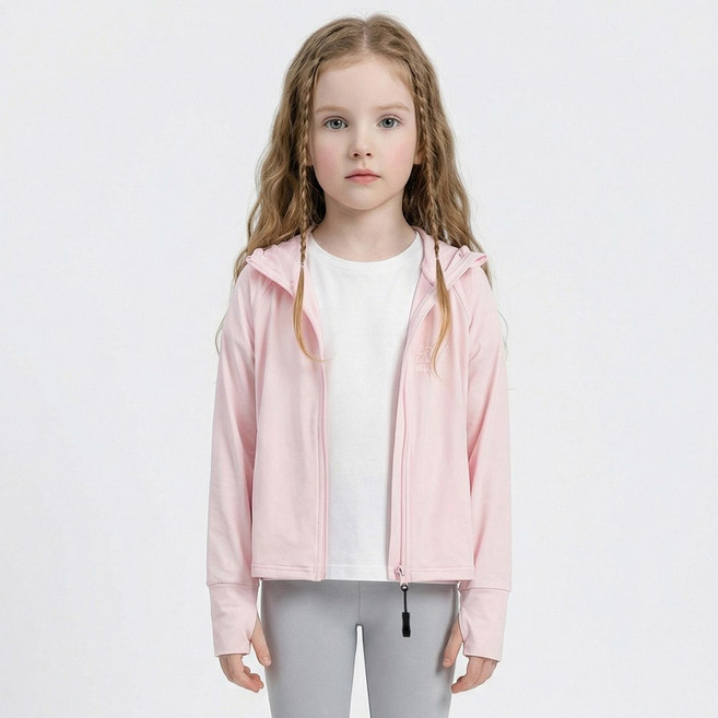 알앤엘 아동용 자외선차단 냉감 바람막이 호루라기 지퍼 핑거홀 여름점퍼 UV차단