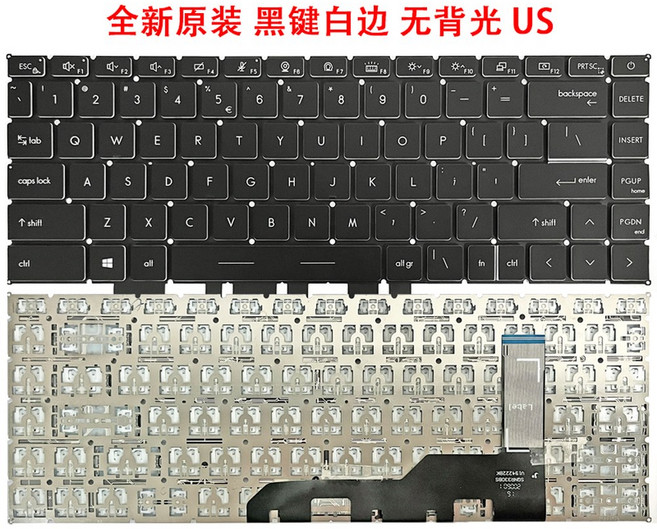 노트북 키보드 교체 17 17Z90N 백라이트 흰색 그램 15Z980 90N 호환, 새로운 블랙 버튼 화이트 테두리 백라이트 장착 가능