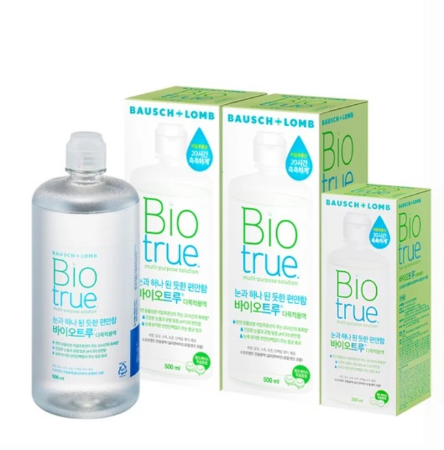 리뉴 바이오트루 500ml x 2개 + 바이오트루 300ml x 1개 소프트 렌즈 세척액 - 쿠팡