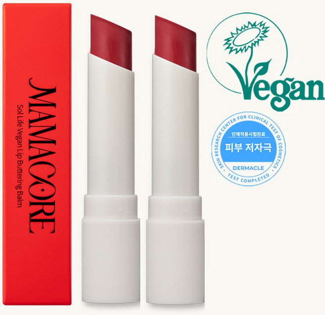 마마꼬레 쏠 라이프 촉촉 보습 각질케어 비건 버터링 립밤, 2개, 3g, 02시그니처레드팜