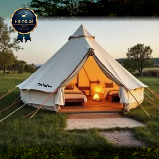 아로하닷컴 몽골텐트 캠핑텐트 장박 인디언 글램핑 텐트 탠트, 4m 라이트카키 옥스퍼드/6~8인용 권장