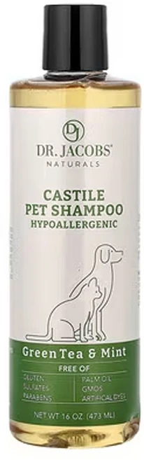 닥터 제이콥스 네츄럴스 카스티야 펫 샴푸 녹차 & 민트 (16oz), 1개, 473ml - 쿠팡