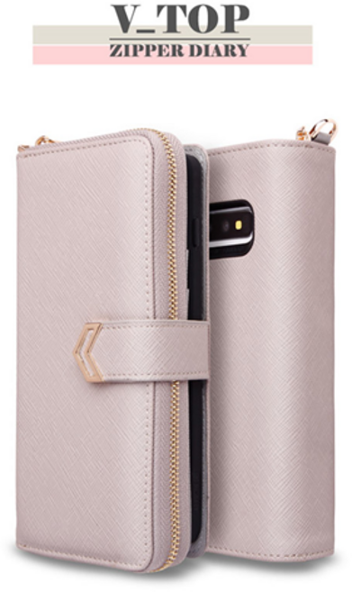 데일리어스 갤럭시S9플러스 (G965) V 골드 체인 테슬 스트랩 지갑형 포켓 다이어리 케이스