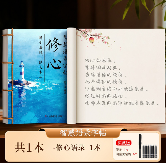 智慧語錄女士靜心練字帖行楷字帖成人練字女生字體漂亮行書修心貼, 1個裝, 【修心1本】送1鋼筆+6可消失墨囊:如圖