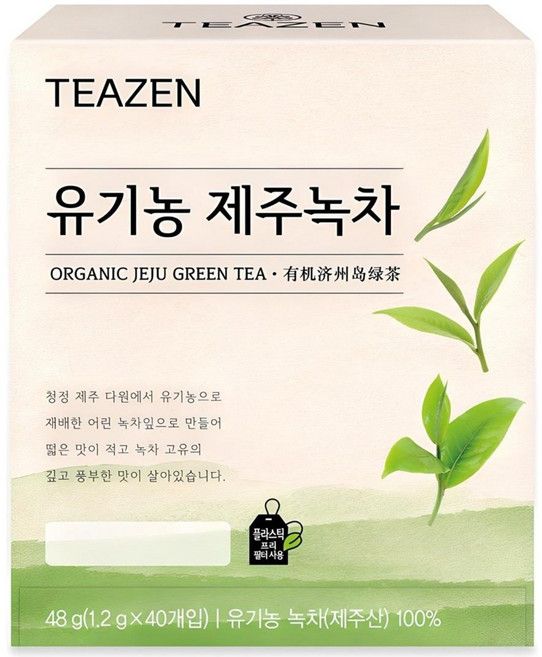티젠 유기농 제주녹차, 1.2g, 40개입, 1개