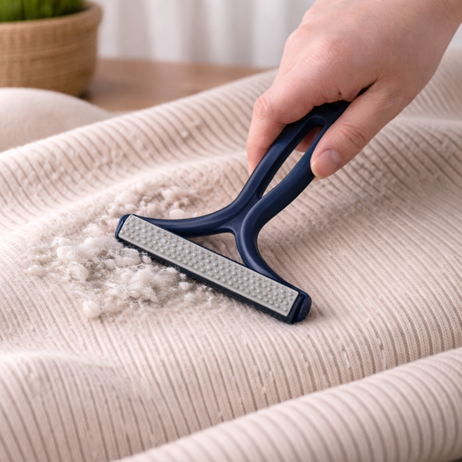 선욱 의류 카페트 침구 다용도 핸디형 보풀 제거 브러쉬, 네이비, 1개