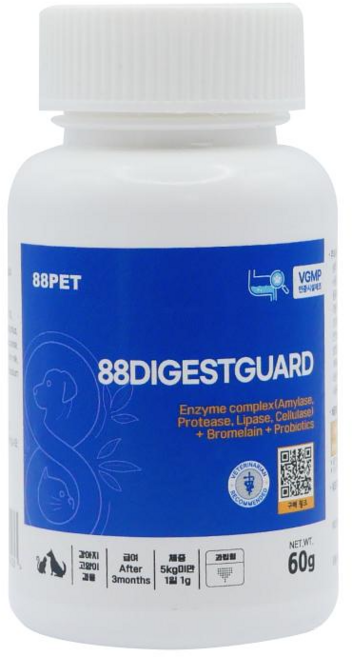 88펫 다이제스트가드 강아지 고양이 유산균 프로바이오틱스 프리바이오틱스 소화 효소 6종, 1개, 소화+장건강, 60회분