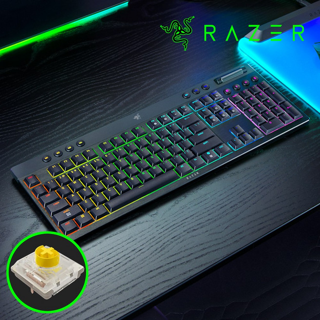 [국내정발] 레이저 블랙위도우 V4 풀배열 로우프로파일 하이퍼스피드 한글 옐로우축, 단품, 단품