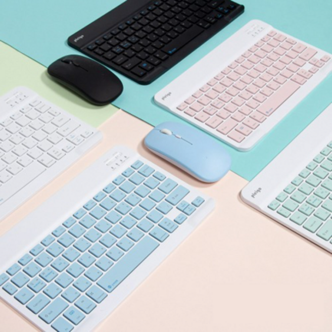 플레이고 무선 저소음 휴대용 파스텔 슬림 블루투스 키보드, Aqua Mint, kb10