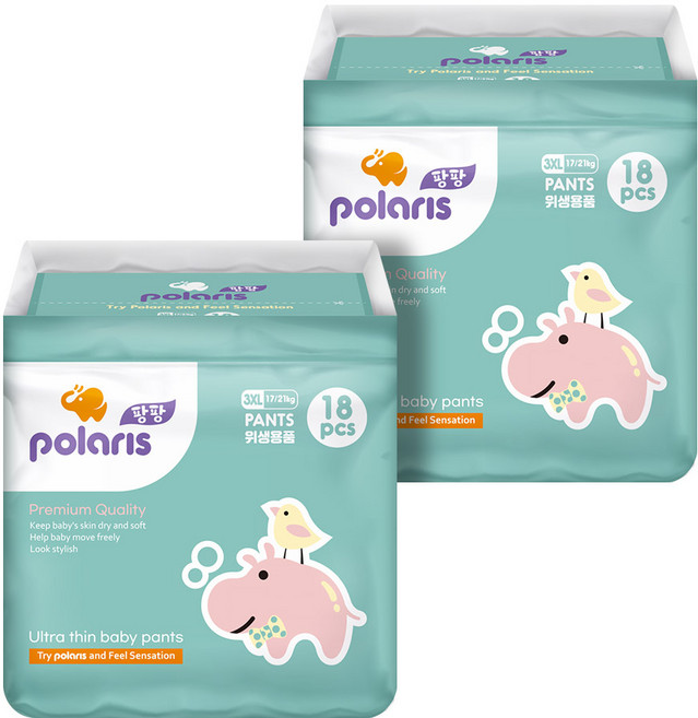 폴라리스팡팡 울트라씬 팬티형 기저귀 남여공용, 점보형 이상(3XL), 36매